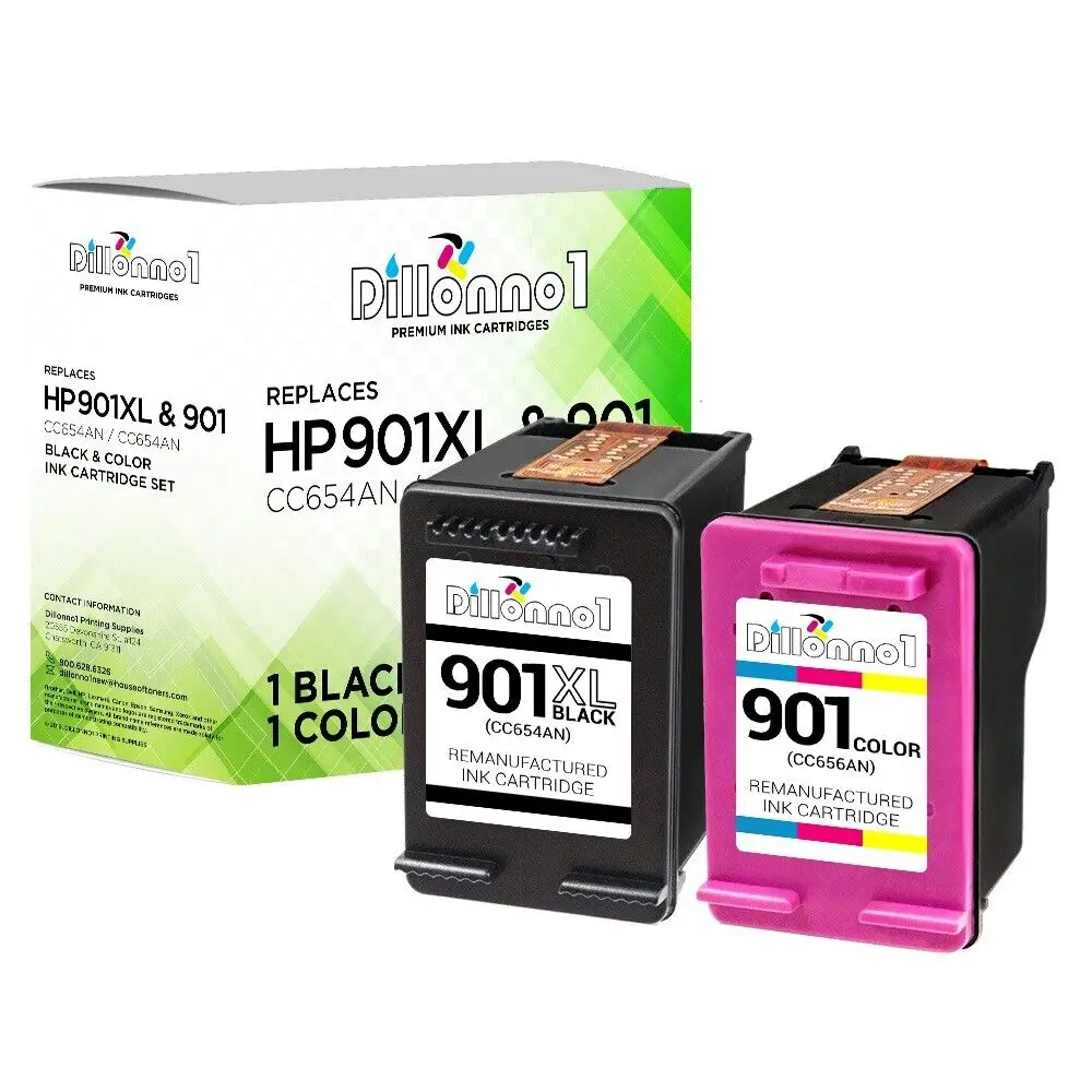 

2-pk For HP901 XL CC654A CC656A Ink Combo For Officejet J4624 J4660 J4680 Series