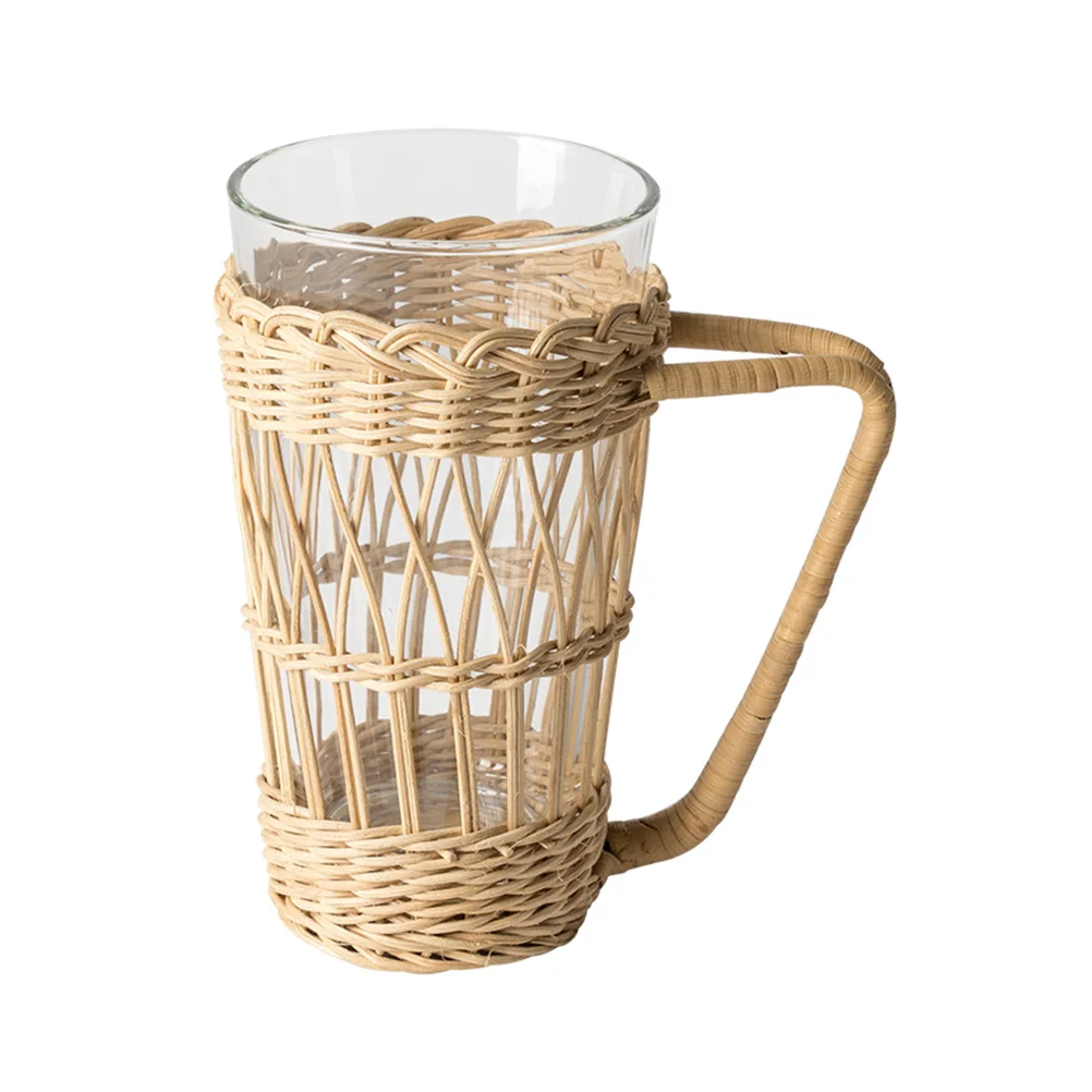 

Cup Glass Cups Drinking Beer Tea Cover Bottle Rattan Glasses Espresso Mugs Coffeemug Clear Water Tumbler Holder Wicker Sleeve
