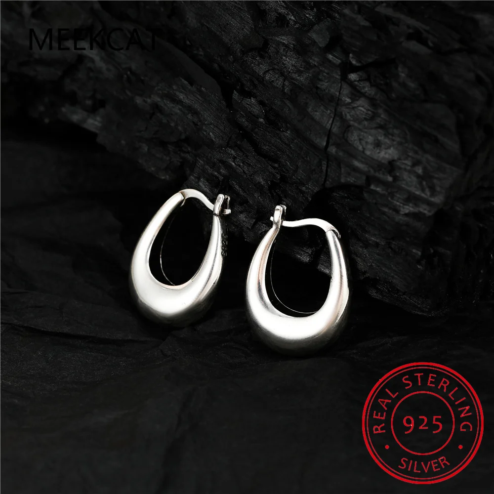

Real 925 Sterling Silver Chunky Hoop Earrings for Women Punk Ear Jewelry 2022 New Wholesale