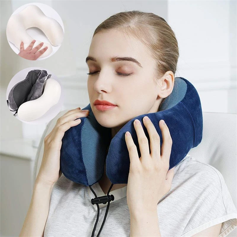 U Shaped Rebound Memory Foam Neck Pillows Soft Travel Pillow Massage Sleeping Neck Pillow Cervical For Car Office Sleeping Aid