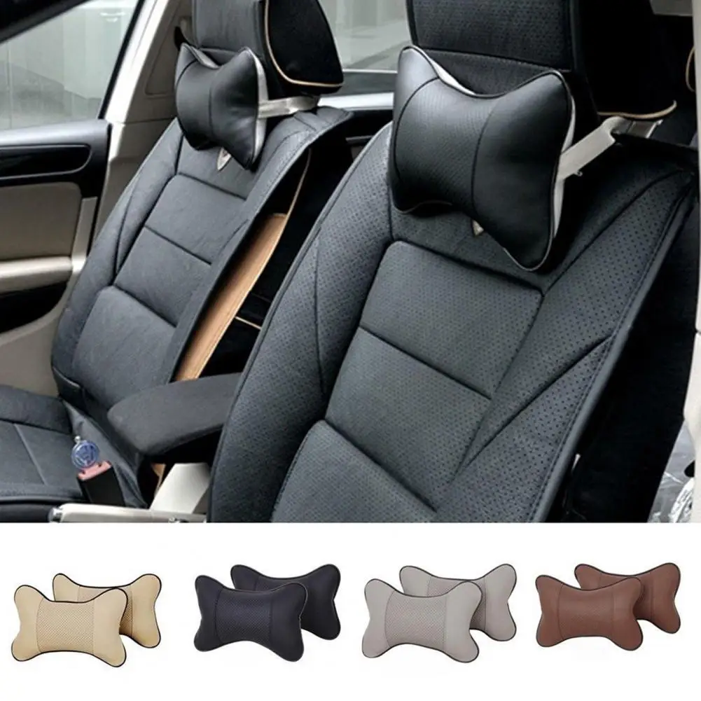 

Headrest Hole-digging Neck Support Faux Leather Auto Safety Pillow for Car