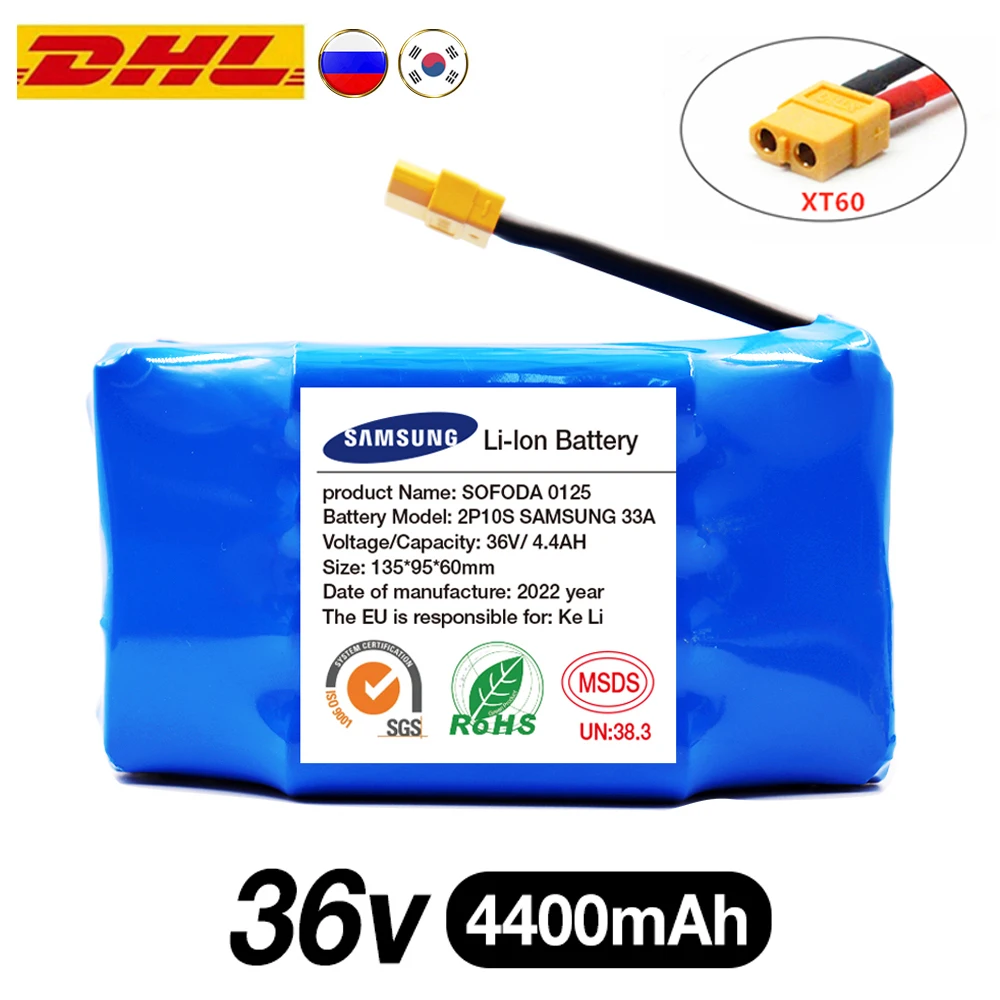 

36V Rechargeable Lithium Ion Battery Pack 4400mah 4.4AH Lithium Battery for Electric Self Balancing Scooter Hoverboard Unicycle