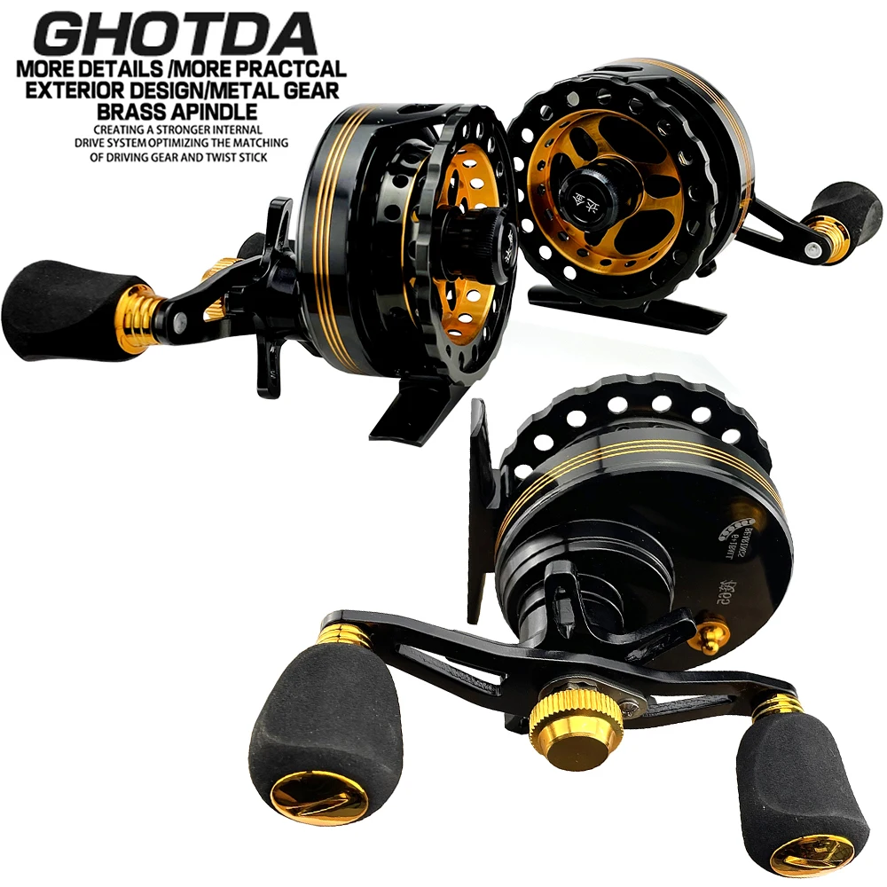 GHOTDA Fly Fishing Reels Gear Ratio 2.8:1 Full Aluminum Ice Fishing Reel Left/right Handed Raft Wheel Strength 10kg Pesca