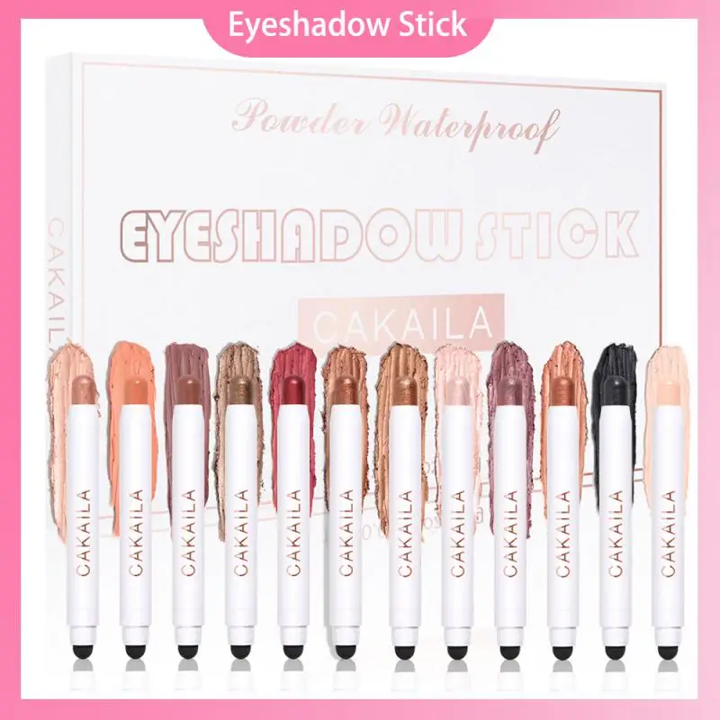 

12 шт., набор ручек для теней для век, матовая перламутровая палочка для шелкопряда, стойкая водостойкая, не Цветущая, блестящая гелевая ручка...