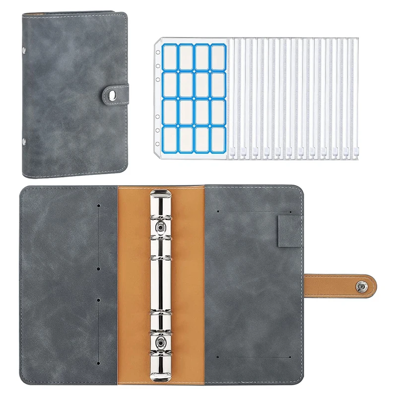 

A6 Budget Binder With Zipper Envelopes,Binder Cover Folder Budget Planner With Cash Envelopes Pockets & Label