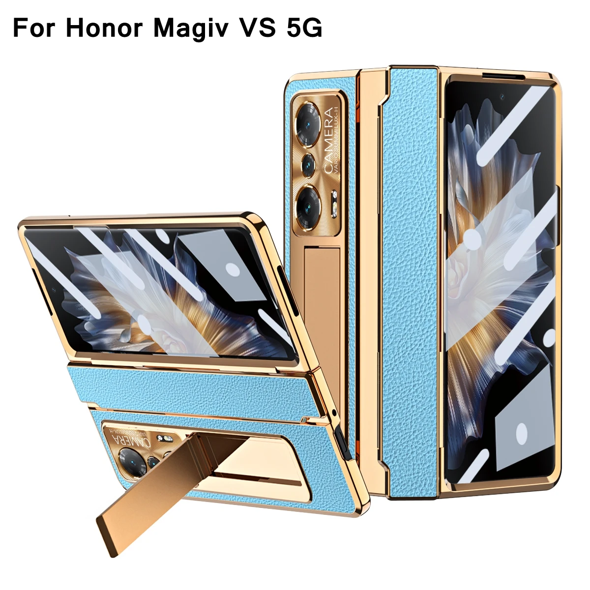 

Шарнирный чехол с полным покрытием для Honor Magic VS 5G, передняя крышка с покрытием из закаленного стекла, кожаный чехол для Magic VS Kickstand, чехол