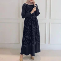 fashion 2022 spring casual elegant womens lace dress round neck a line dress middle east islamic arabic dress woman abaya