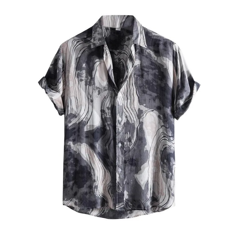 2022 Men's Shirts Men Hawaiian Casual One Button Musical Instruments Printed Short-sleeve Beach Blouses Tops Camicias |
