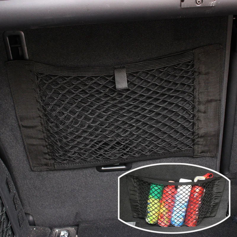 

Car Back Rear Trunk Magic Sticker Universal Seat Elastic String Net Magic Sticker Mesh Seat Back Fixing Bag Interior Accessories