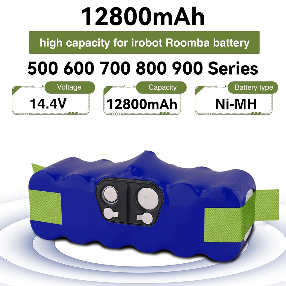Фото Ni-MH сменная батарея 14.4V 12800mAh для iRobot Roomba серий 500, 600, 700, 800, 900 (модели 585, 595, 600, 610, 620, 630, 631, 650, 660, 760) №3