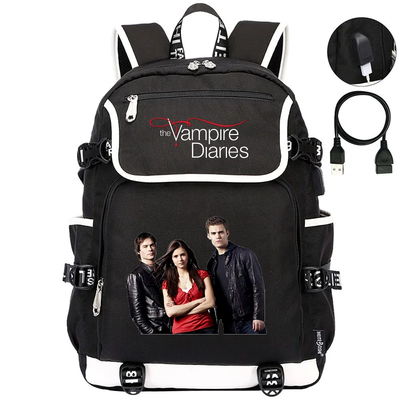 Рюкзак Дневники вампира из ткани Оксфорд многофункциональный дорожный ранец с