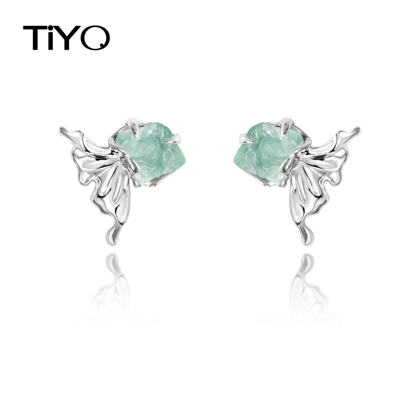 

Серьги-гвоздики TIYO с зелеными кристаллами женские, оригинальный дизайн, крутой Геометрический стиль, металлические толстые Серебристые ук...