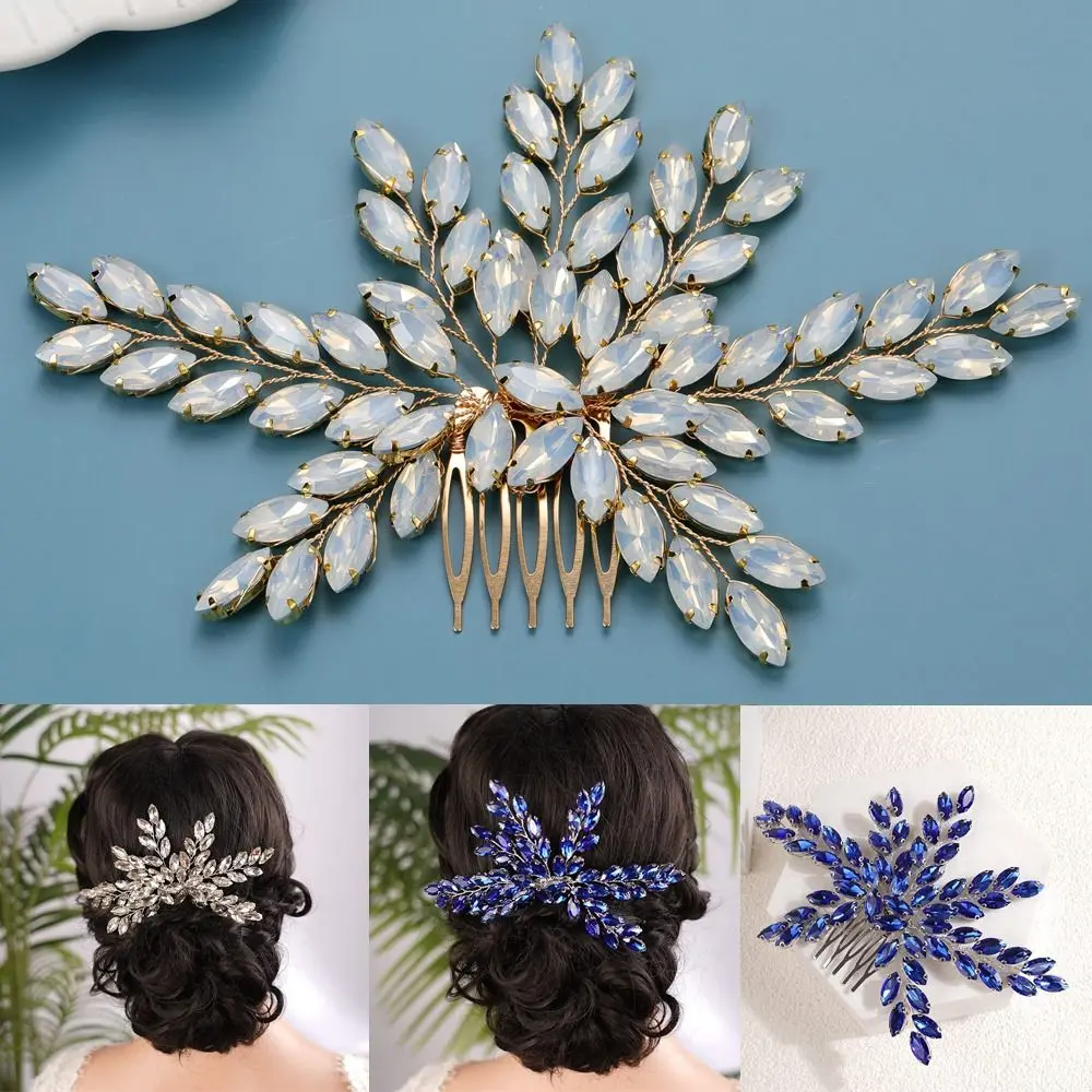 Hair Jewelry Royal Blue Wedding Rhinestone Hairpins Bridal Clips Hair Combs Crystal Tiara