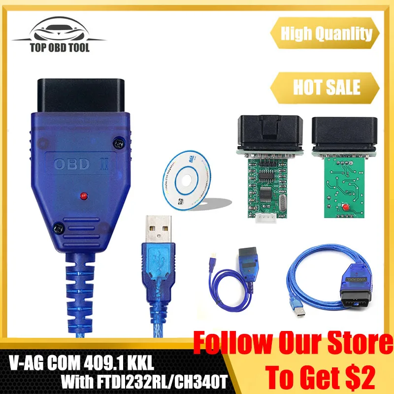 

Диагностический сканер OBDII, с чипом FTDI232RL/CH340T, 409,1 KKL