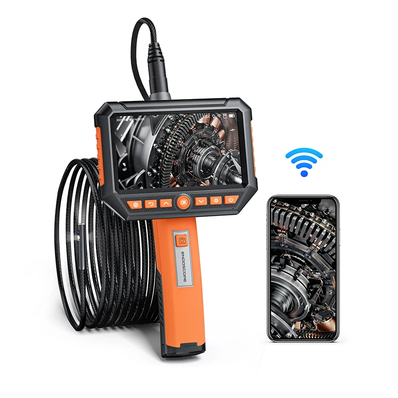 

P67 Waterproof Dual Lens Handheld Endoscope 5" LCD Inspection Camera Industrial Digital Endoscopy With WiFi for Car Inspection