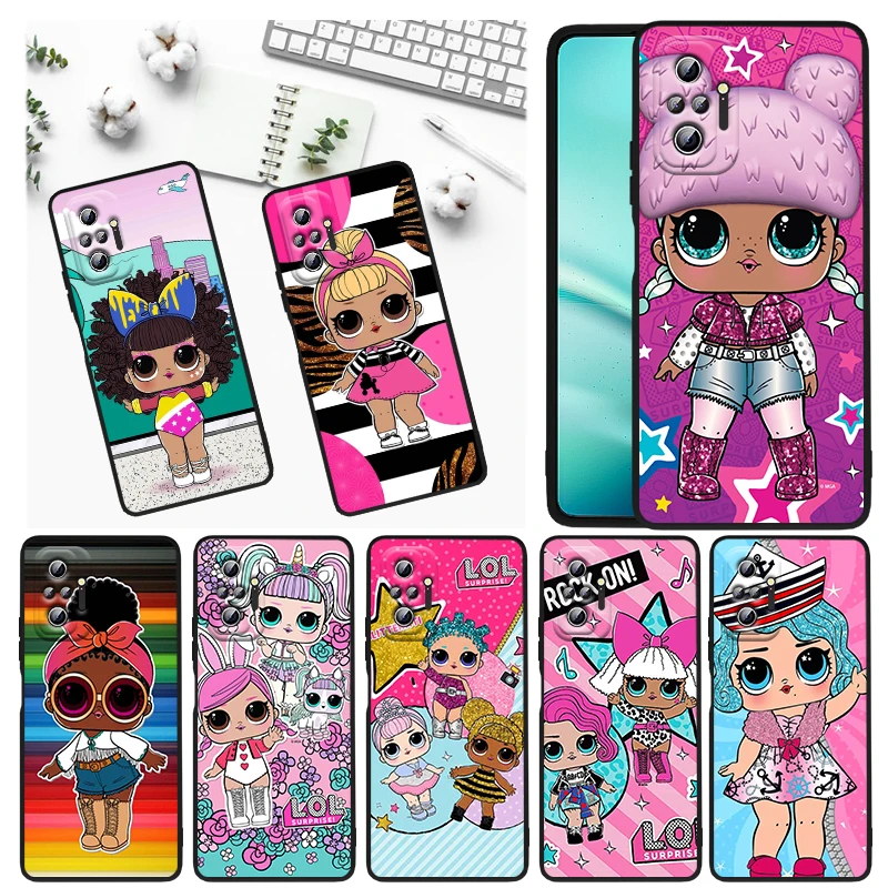 

Cute L.O.L. SURPRISE Doll For Xiaomi Redmi Note 11E 11S 11 11T 10 10S 9 9T 9S 8 8T Pro 5G 7 5 Black Soft TPU Phone Case Funda