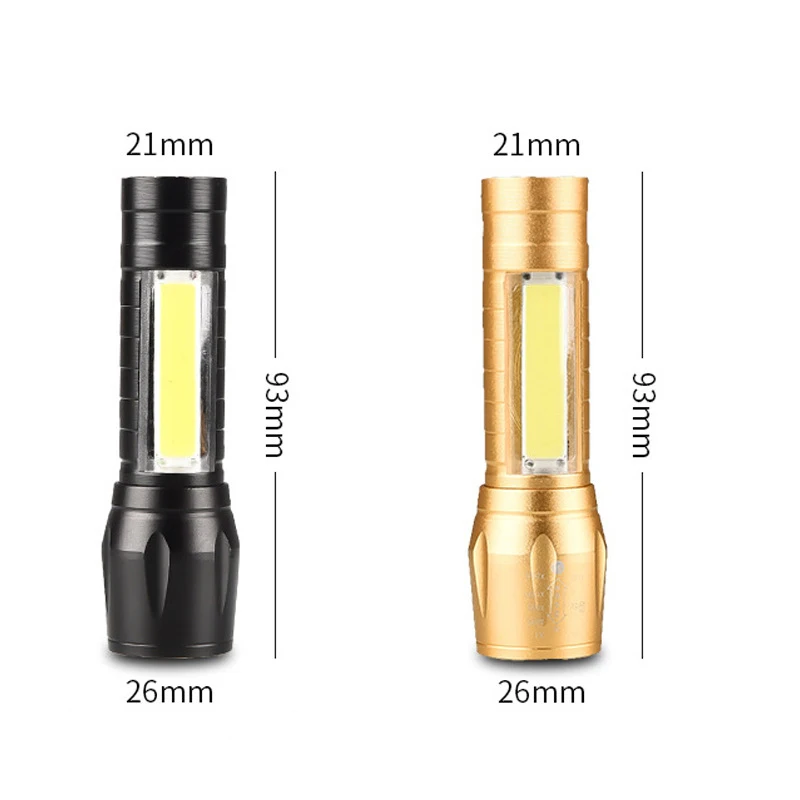 

Cross-border COB strong light torch aluminium alloy USB rechargeable led mini telescopic zoom light