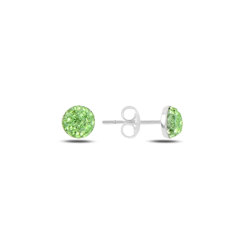 

Silver 925 Sterling Half Ball Crystal Stone Earrings