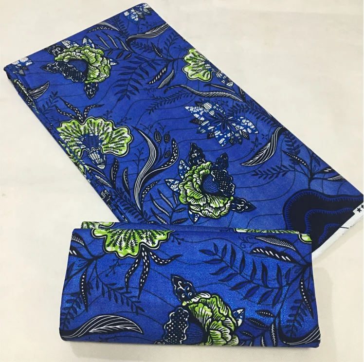 

Royal blue Factory Price Ghana Fashion African Ankara Grand Glitter Glam Cotton Real Print Wax Material 6Yards Sewing For Dress