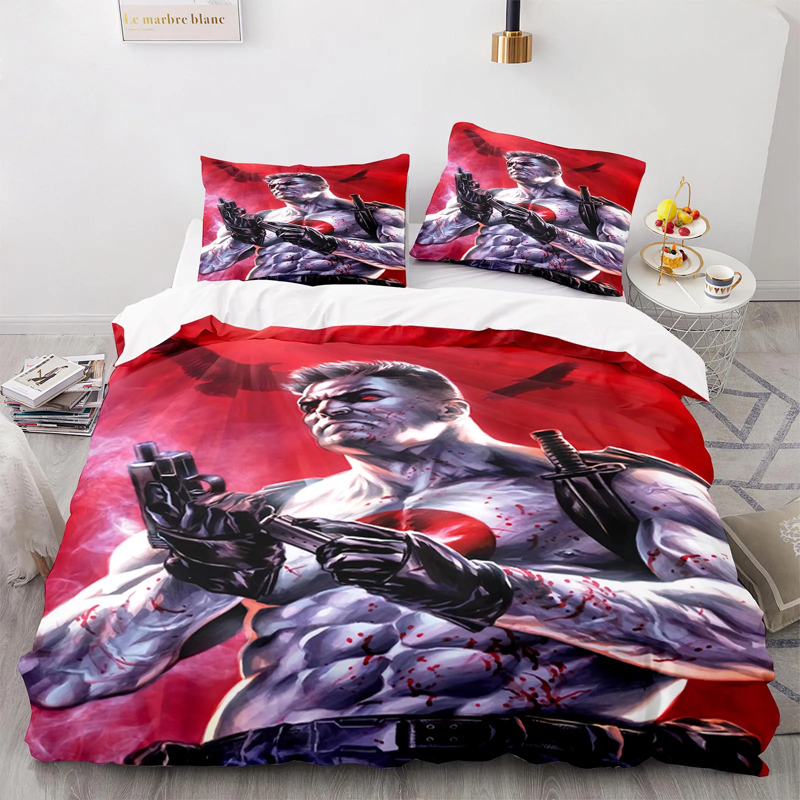 

Комплект постельного белья Twin Full Queen/King Size кровавый воин, Комплект постельного белья из двух предметов для детской спальни, Комплект постель...