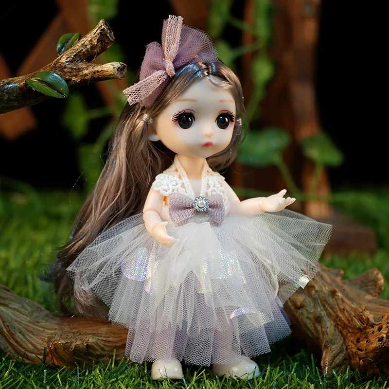 

New 16cm BJD Doll 13 Movable Joint Little Cute Princess Dress Toys Fahion Dolls Dress Beauty BJD Hair DIY Toy Gift for Girls