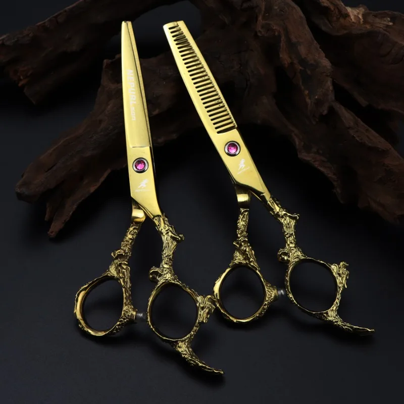 

5.5 6 Hair Cutting Scissors 440C Professional Hairdressing Scissor Barber Thinning Hair Scissors Hair Shears Dragon Handle 9003#