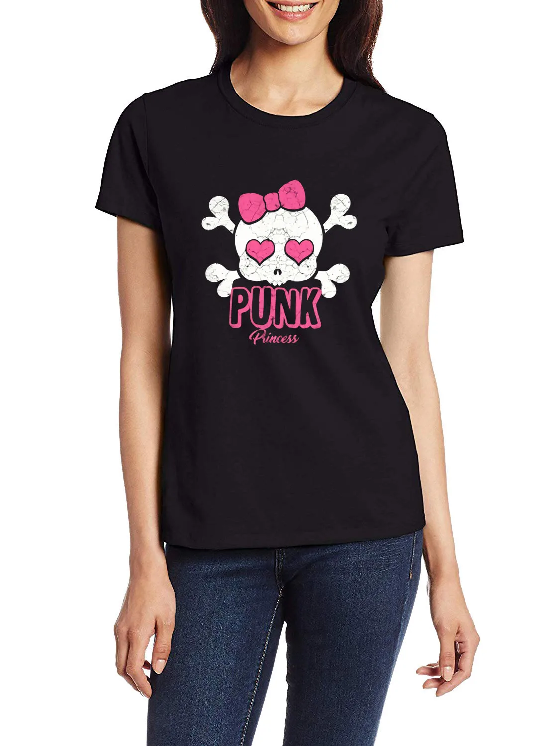 

Женская футболка с принтом черепа в стиле панк-рок