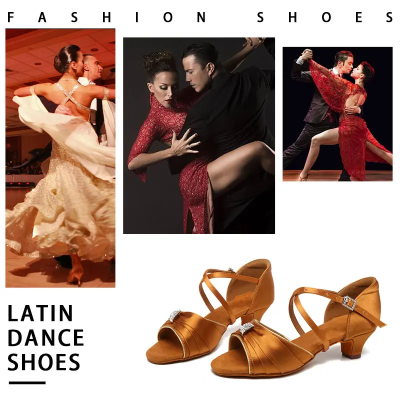 SWDZM New Girl's Latin dance shoes Women Ballroom/Tango/Salsa dance shoes Fashion Salsa Sandals Low Heeled dancing shoes 4CM