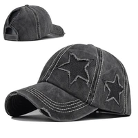 new arrival women ponytail hole baseball cap washed fashion sequins girls sun snapback cotton stars embroidery hat gorras ep0413