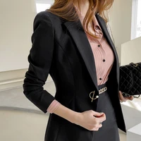 2022 spring and autumn fashion slim women professional black suit coat and blazers notched ladies office clothes