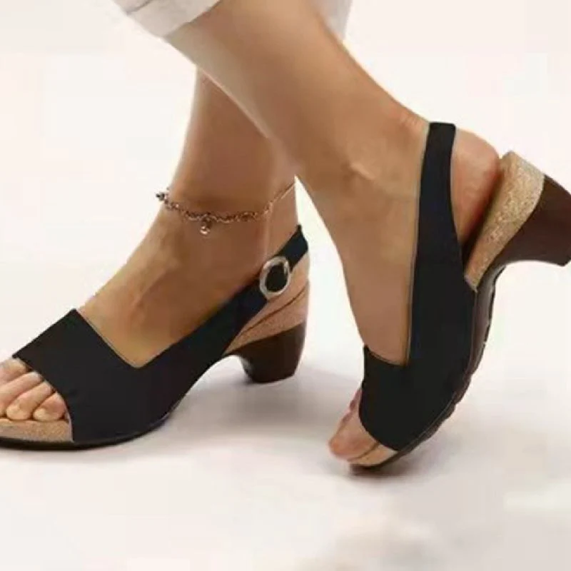 

Rimocy Summer Platform Sandals Women 2023 Non-slip High Heeled Sandalias Mujer Retro Back Strap Square Heels Gladiator Shoes