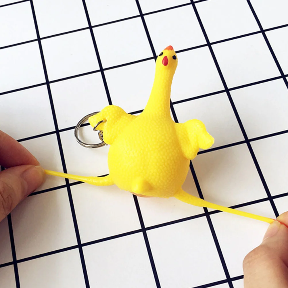 

6 Pcs Laying Hen Keychain Funny Stress Toys Chicken Chicks Kids Prizes Classroom Creative Candy Bag