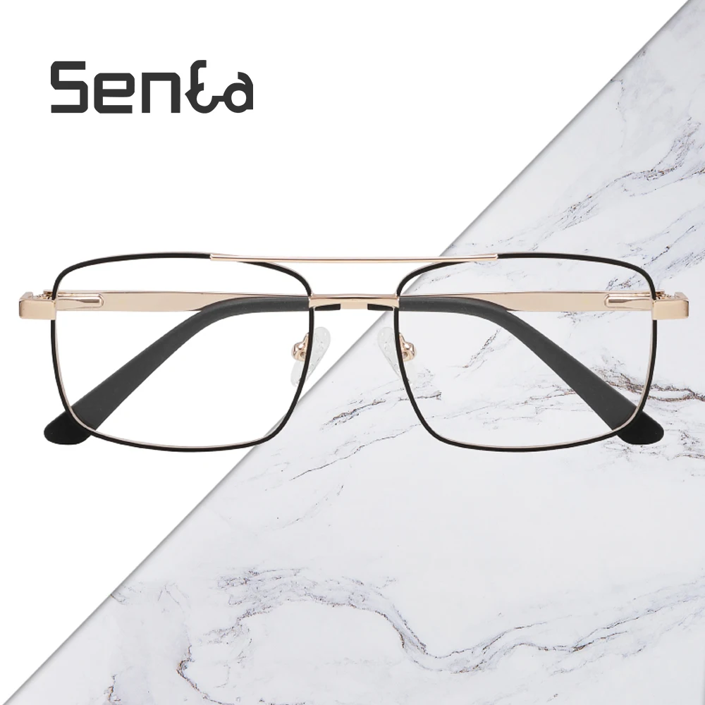 

Double Beam Large Frame Glasses Ultra-light Retro Full-rimmed Alloy Square Eyeglasses Anti Glare Men Women Optically Blue Light