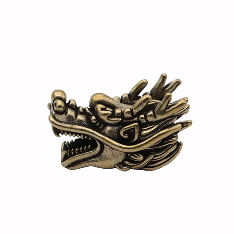 Mythical Beast Dragon Head Brass Knife Bead EDC DIY Paracord Pendant Jewelry Accessories Umbrella Rope Keychain Lanyard Hangings