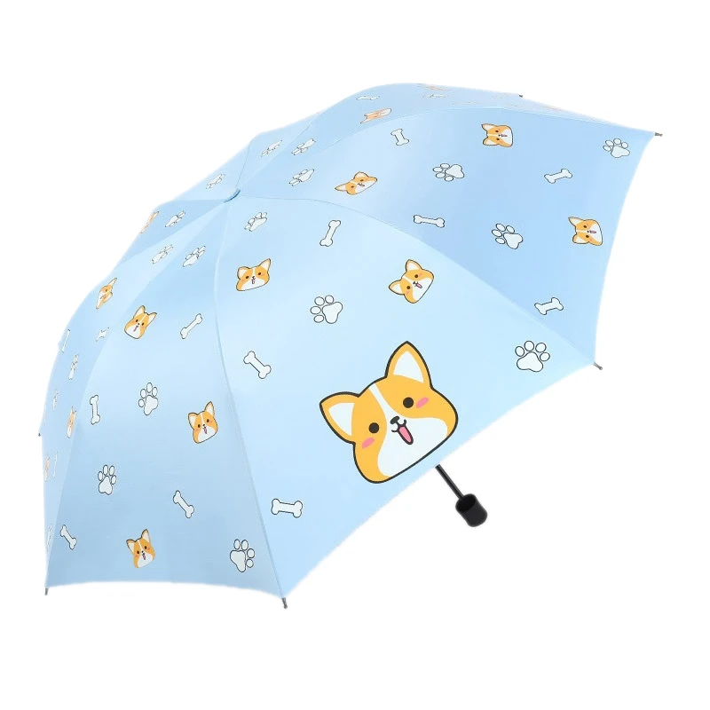 

Fashion Cartoon Lovely Dog Corgi Umbrella for Women UV Rainproof Umbrella Parasol Rain Manual Folding Umbrellas
