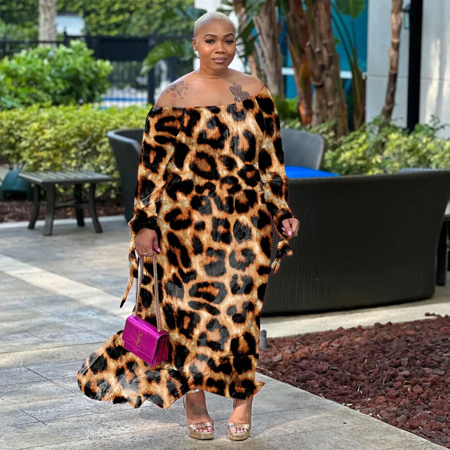 Plus Size Floral Women Dress Mesh Wide Loose Elegant Club Outfit Casual Luxury Long Gown 2023 Summer Leopard Evening Party Dress