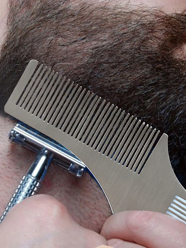 

1pc Stainless Steel Man Beard Shaping Template Comb Moustache Trimmer Stencils for Men Beard Line Edging Comb Styling Accessorie