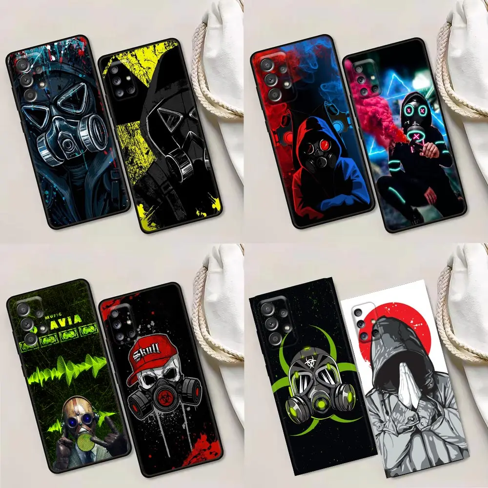 

Phone Case for Samsung A01 A02 A03s A11 A12 A21s A32 A41 A72 A52s 5G A91 A91s Soft Case Bright Black Cover Cool Man Antigas mask