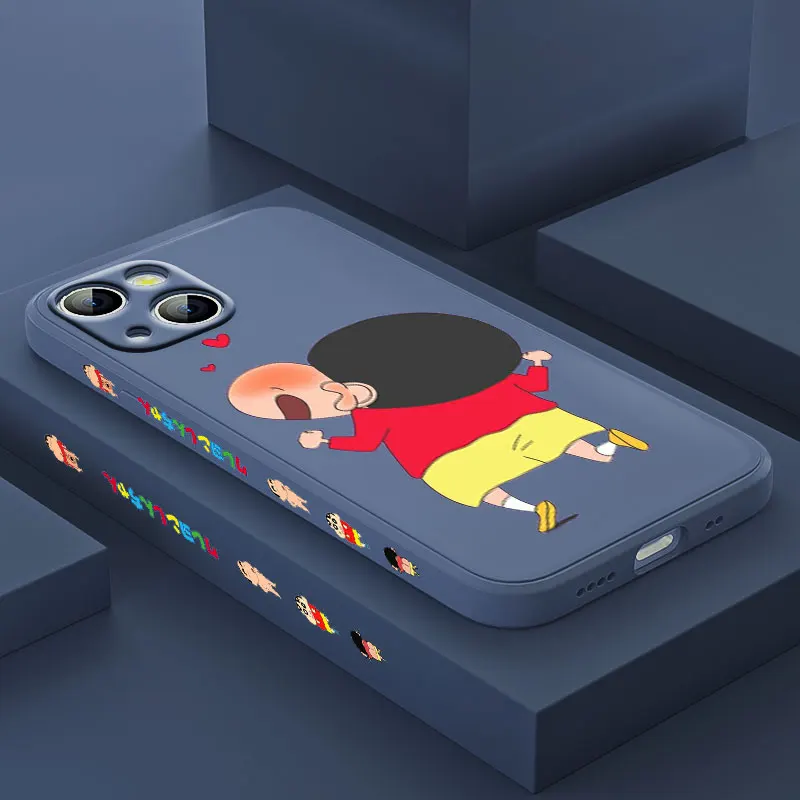 

Crayon Shinchan cute cartoon For Apple iPhone 13 12 Mini 11 Pro XS MAX XR X 8 7 6S SE Plus Liquid Left Silicone Phone Case Capa