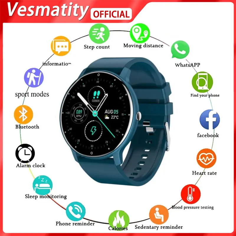 

2022 New Vesmatity ZL02D Smart Watch Men Women Sports Fitness Smart Watch Sleep Heart Rate Monitor Waterproof for IOS Android