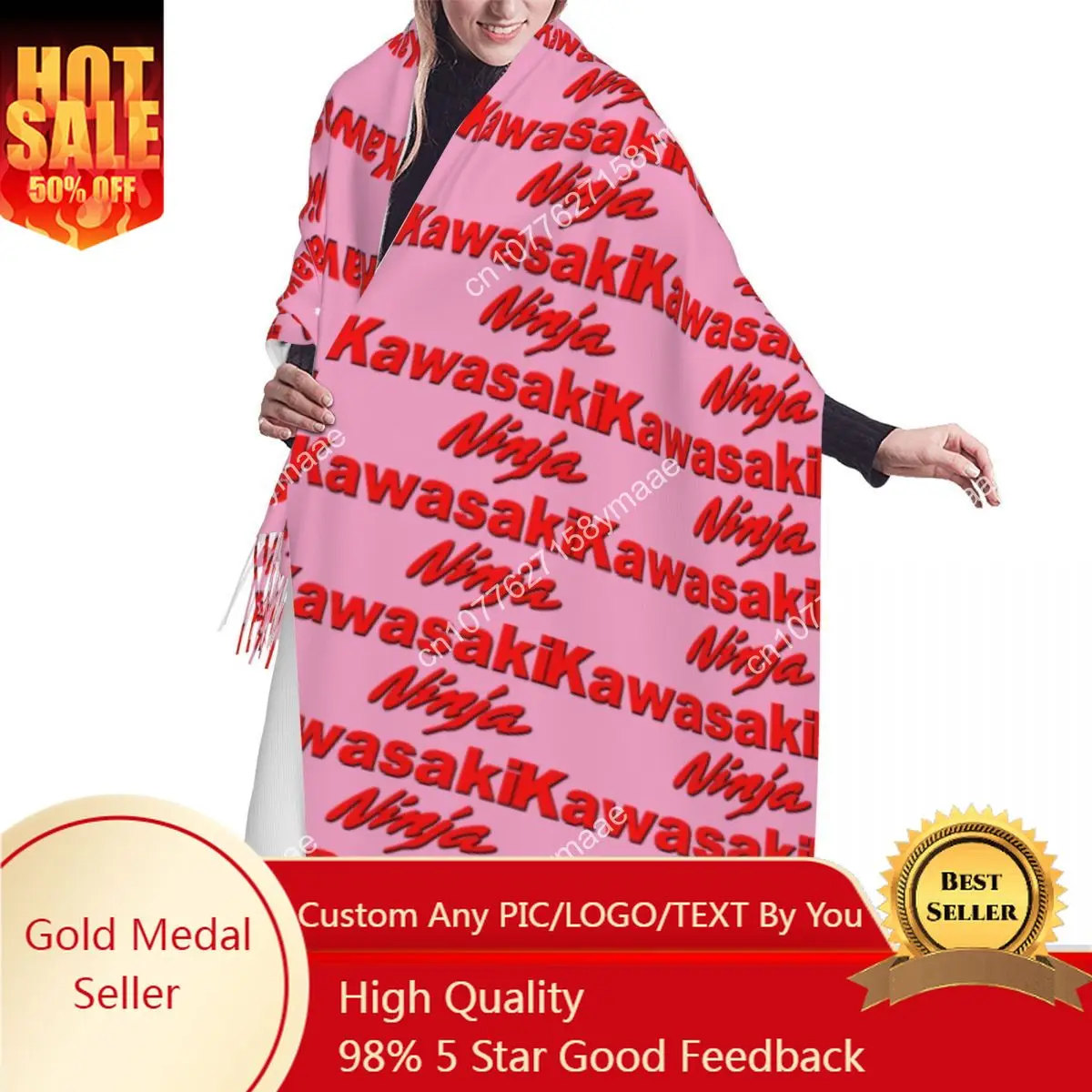 

Custom Stylish Sport Racing Motorcycle Kawasakis Tassel Scarf Women Winter Fall Warm Shawl Wrap Lady Versatile Famale Scarves