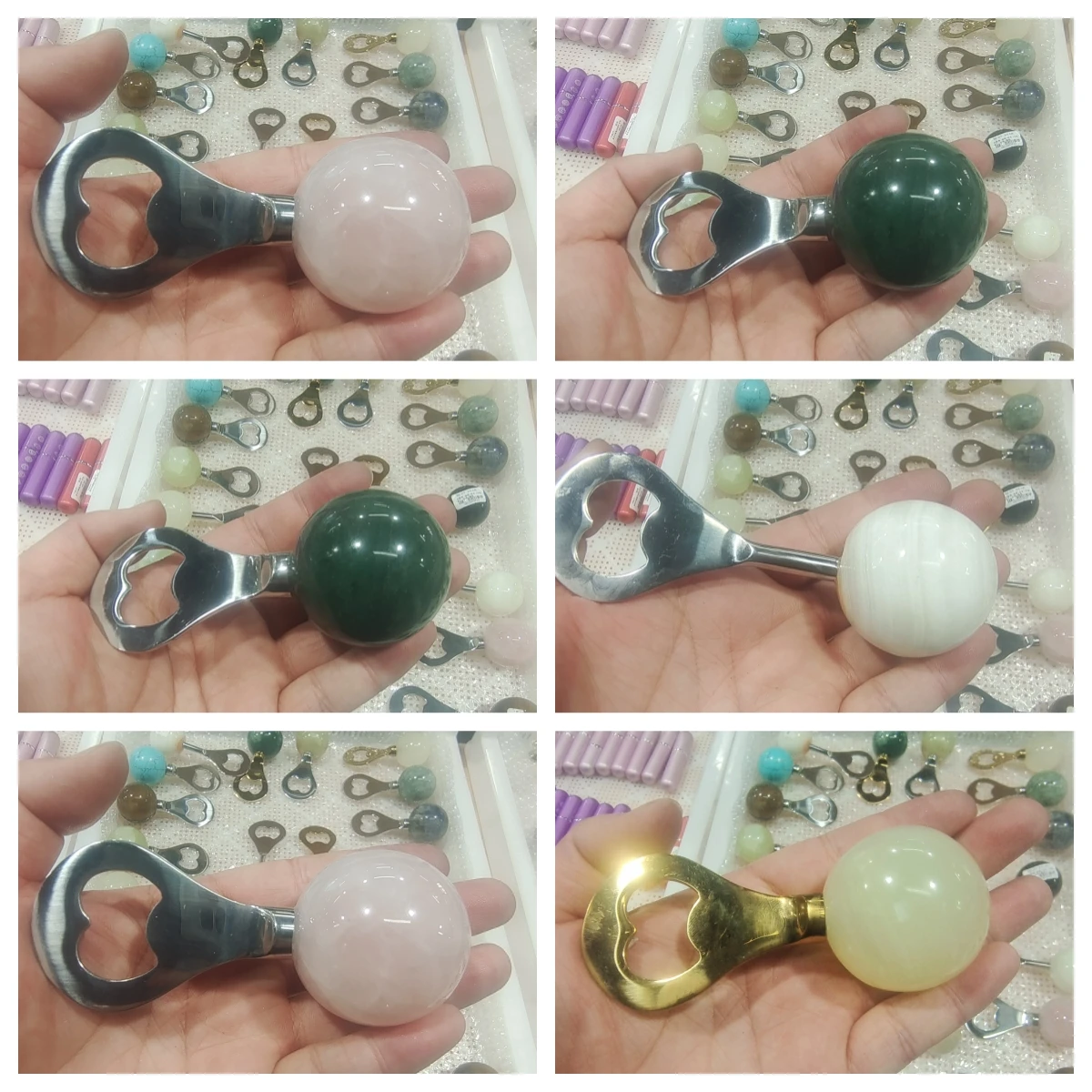 

1PC Natural Pink Crystal Rose Quartz spherical column Gem crafts Beer bottle opener Bar utensils Creative gifts