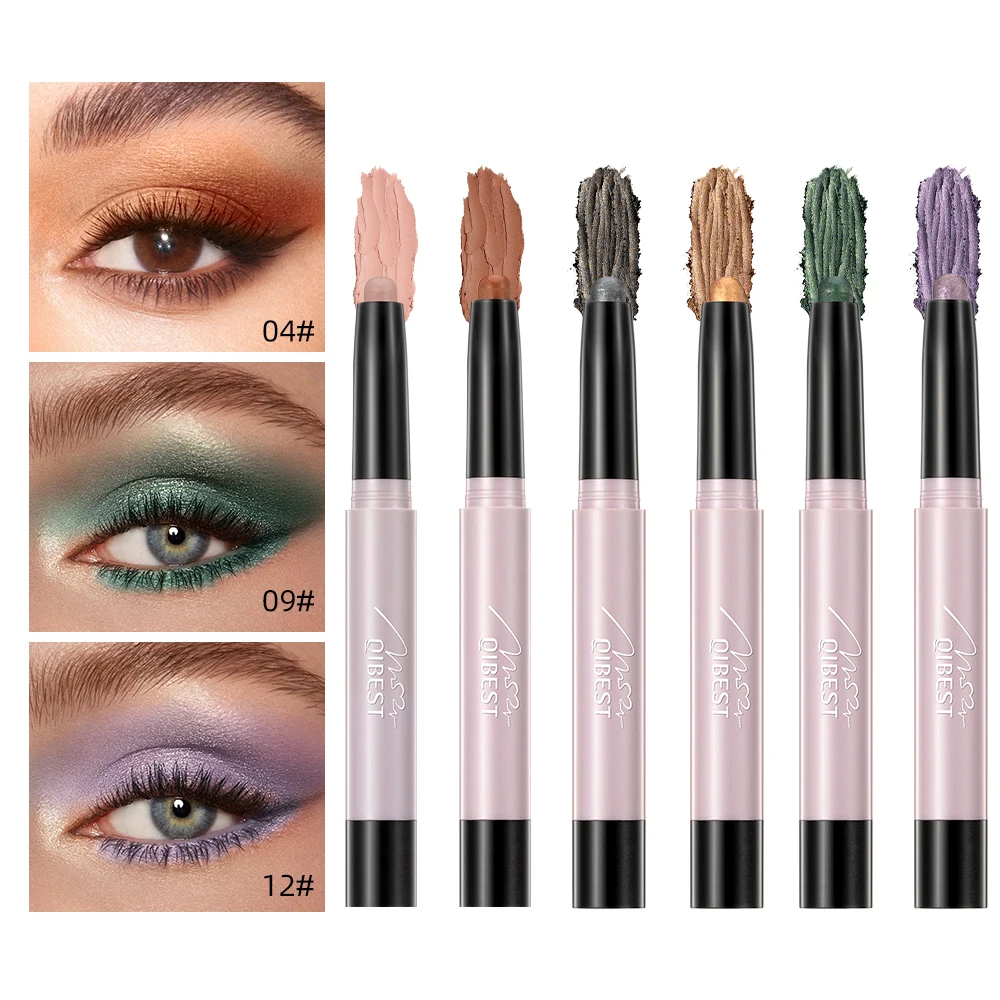 

Перламутровые нюдовые тени для век, водостойкие матовые блестящие пигментные тени для век, карандаш, косметика, 12 цветов