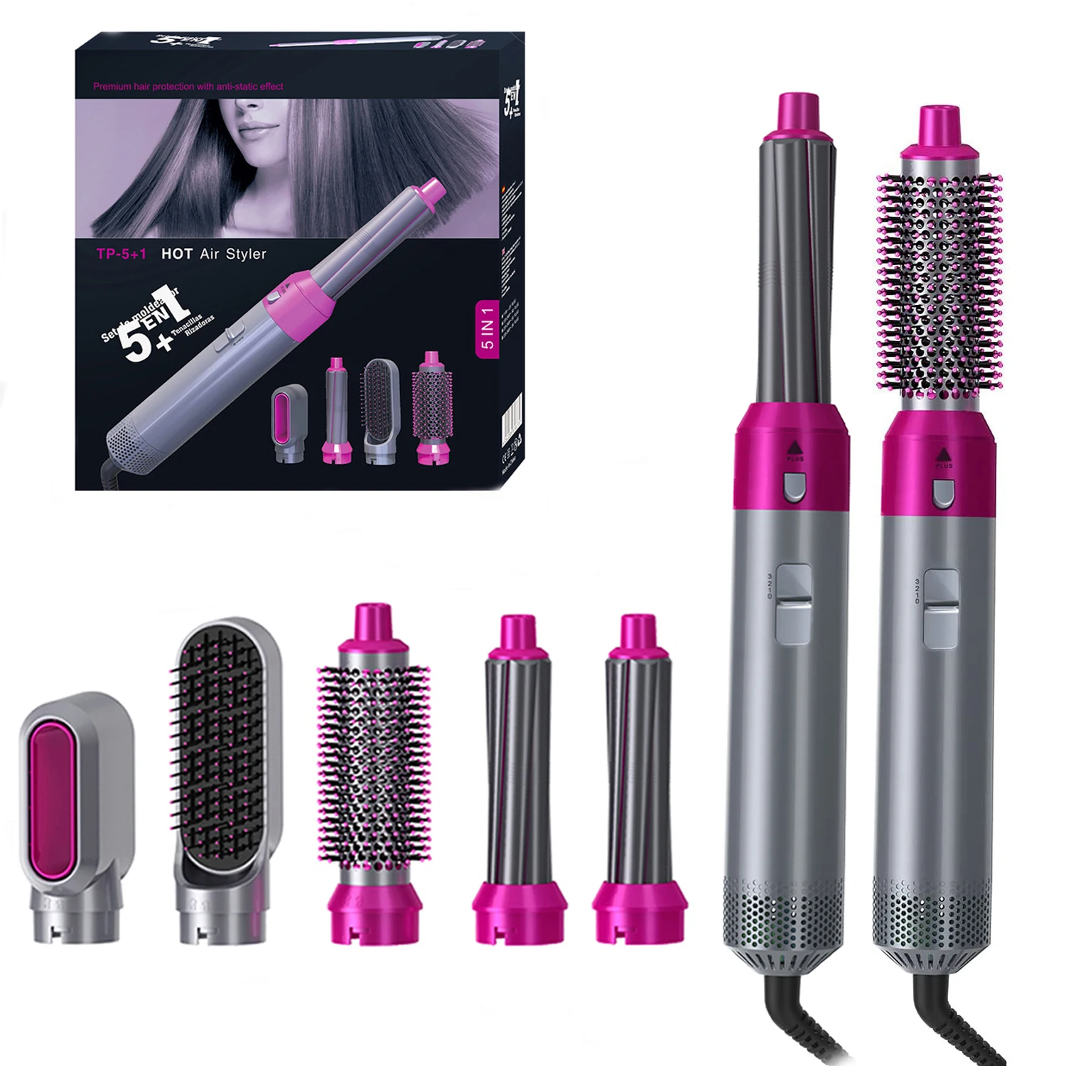 

Hair Dryer 5 In 1 Heat Comb Automatic Hair Curler Professional Curling Iron Hair Straightener Styling Tools Hair Dryer Household