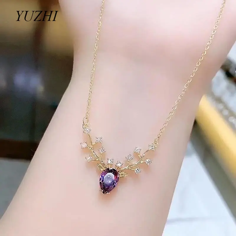 

Women Wild Collarbone Chain High-end Crystal Jewelry Pendant Luxury Jewelry One Deer Has You Little Elk Necklace Birthday Gift