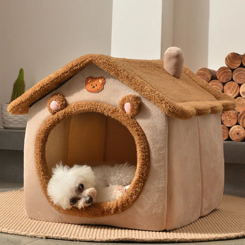 Faltbare Hundehütte Zwinger Bett matte für kleine mittelgroße Hunde Katzen Winter warmes Katzen bett Nest Haustier produkte Korb Haustiere Welpen Höhle Sofa 2