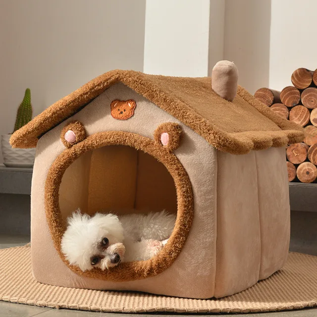 Faltbare Hundehütte Zwinger Bett matte für kleine mittelgroße Hunde Katzen Winter warmes Katzen bett Nest Haustier produkte Korb Haustiere Welpen Höhle Sofa 2