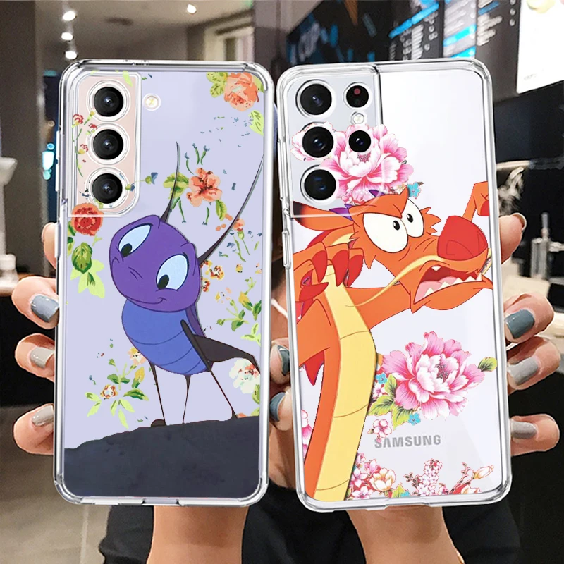 

Disney Mulan Mushu dragon Phone Case For Samsung S23 S22 S21 S20 FE Ultra Pro Lite S10 5G S10E M52 Plus Transparent Cover