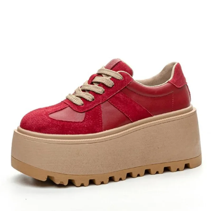 Кроссовки женские на платформе 8 см замша кожа сетка танкетка скрытый каблук