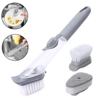 kitchen cleaning brush 2 in 1 long handle cleaing brush with removable brush sponge dispenser dishwashing brush kitchen tools